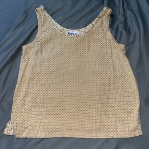 Vintage Surya Beaded Tank Top Women's Size Large Airy Lightweight Light Brown.
